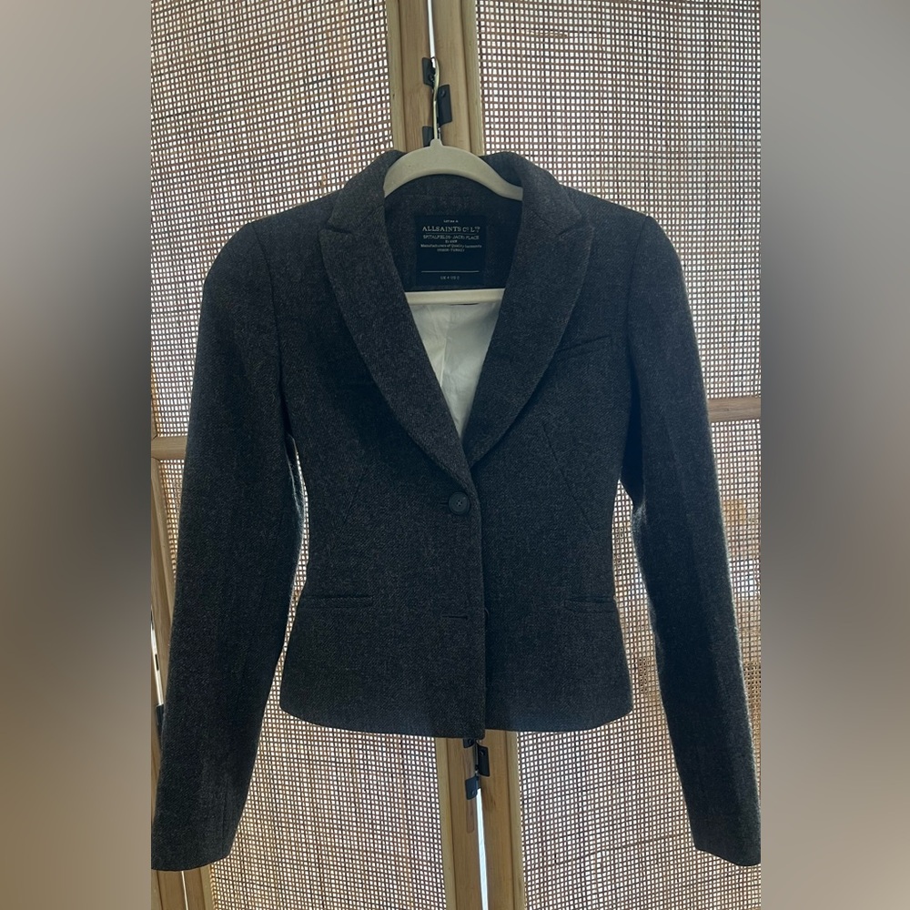 All Saints Charcoal Gray Blazer
